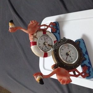 Adorable Flamingo Clock Set